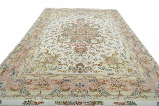 Surface texture of New Tabriz rug with natural Cork and intricate pattern