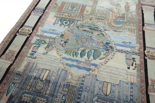 Backside of handmade 1930s Tabriz rug showing knot structure and weave density