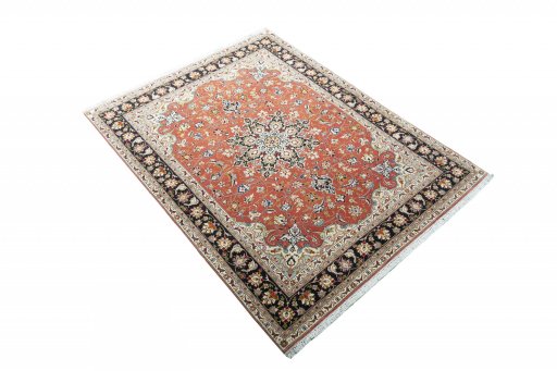 Close-up detail of New Tabriz rug from Iran / Persia showing Cork weave