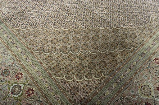 Close-up detail of 2000s Tabriz rug from Iran / Persia showing Cork weave
