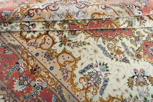 Surface texture of New Tabriz rug with natural Cork and intricate pattern