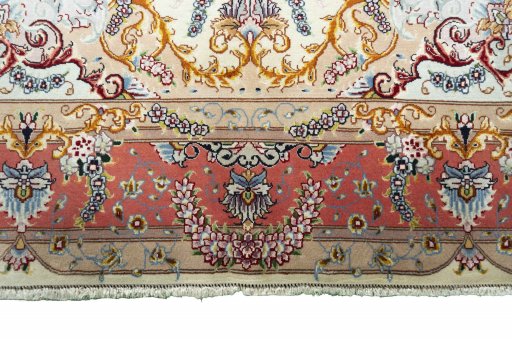 Full view of New Tabriz rug from Iran / Persia, 202 × 152 cm in Beige tones