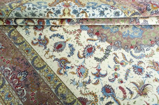 Close-up detail of New Tabriz rug from Iran / Persia showing Cork weave