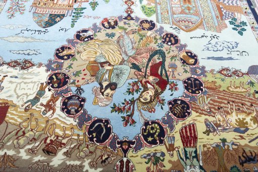 Backside of handmade New Tabriz rug showing knot structure and weave density