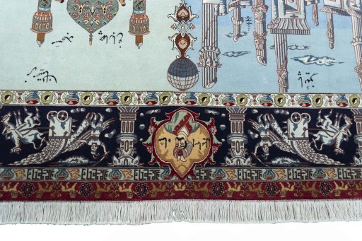 Close-up detail of New Tabriz rug from Iran / Persia showing Cork weave