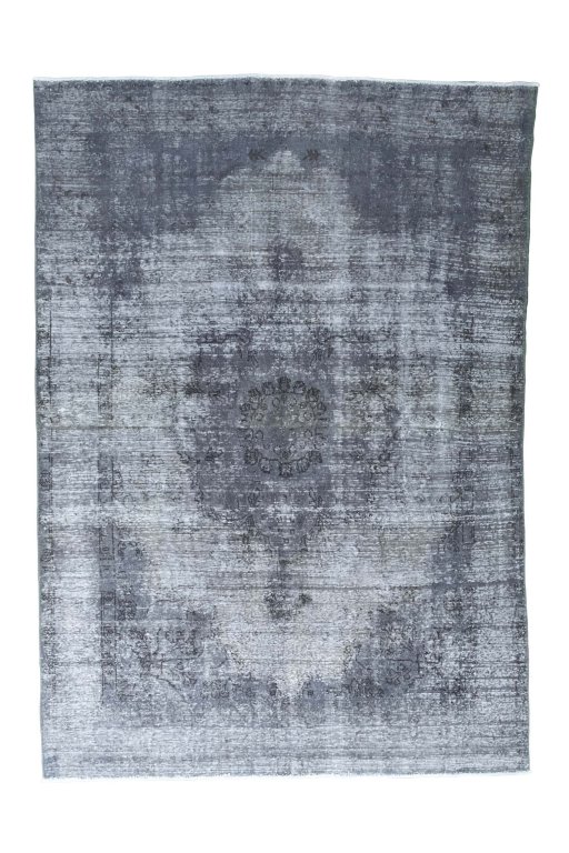 Full view of 1970s Tabriz rug from Iran / Persia, 288 × 201 cm in Gray tones