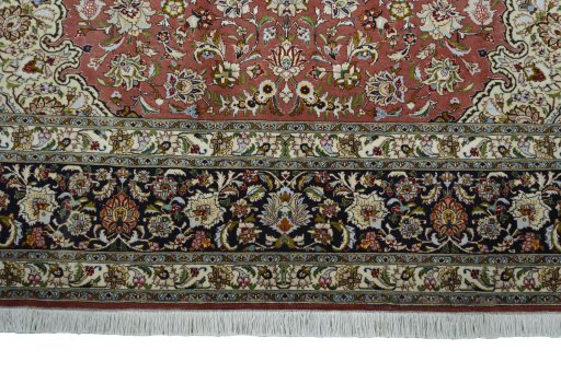 Full view of New Tabriz rug from Iran / Persia, 353 × 255 cm in Red tones