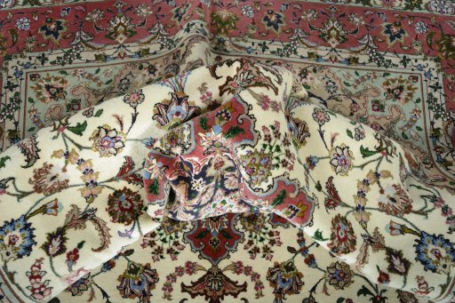 Surface texture of New Tabriz rug with natural Cork and intricate pattern