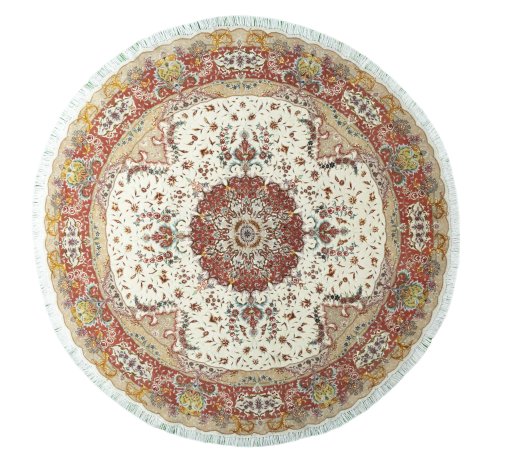 Full view of New Tabriz rug from Iran / Persia, 243 × 243 cm in Beige tones