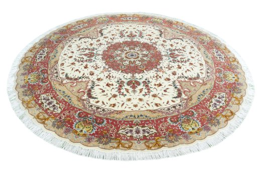 Corner detail of New Tabriz rug showing border pattern and Cork pile