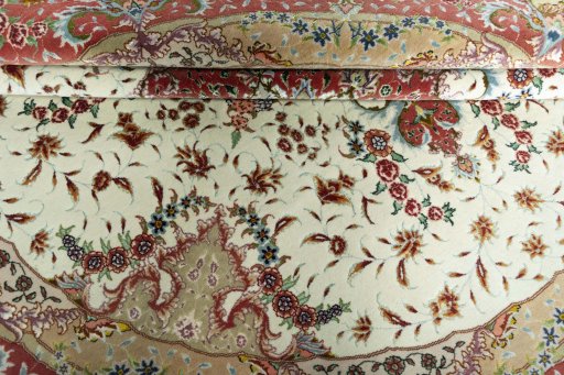 Close-up detail of New Tabriz rug from Iran / Persia showing Cork weave