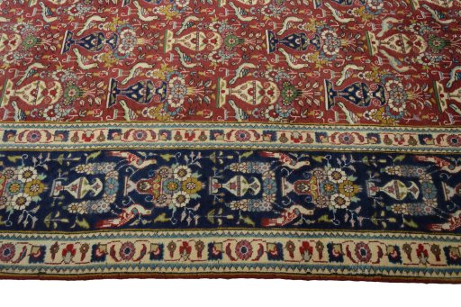 Close-up detail of 2000s Tabriz rug from Iran / Persia showing Wool weave