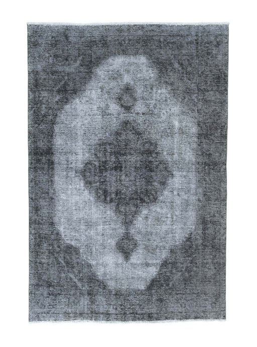 Full view of 1950s Tabriz rug from Iran / Persia, 298 × 200 cm in Gray tones