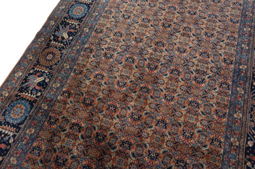 Backside of handmade 1930s Tabriz rug showing knot structure and weave density