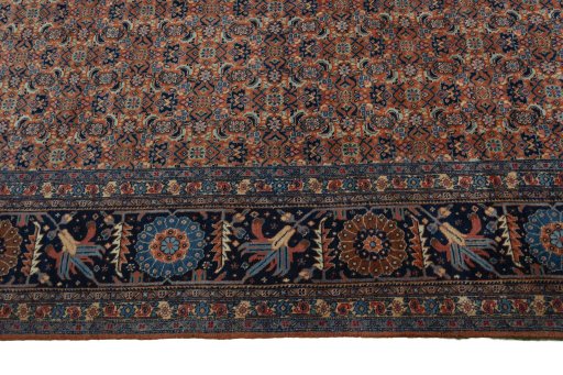Close-up detail of 1930s Tabriz rug from Iran / Persia showing Wool weave