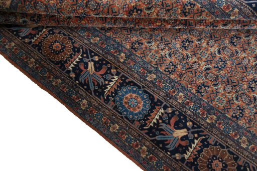 Full view of 1930s Tabriz rug from Iran / Persia, 268 × 181 cm in Red tones