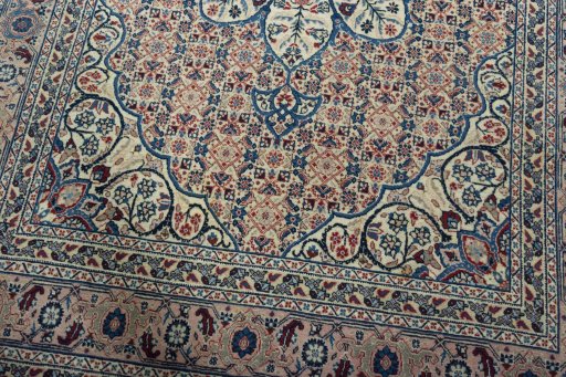 Close-up detail of 1950s Tabriz rug from Iran / Persia showing Wool weave