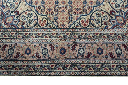 Full view of 1950s Tabriz rug from Iran / Persia, 194 × 141 cm in Beige tones