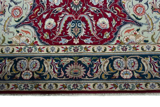 Full view of 2000s Tabriz rug from Iran / Persia, 285 × 210 cm in Red tones
