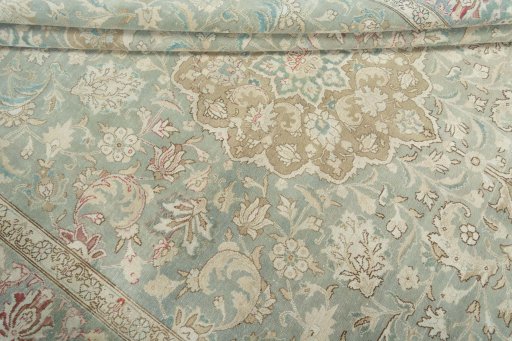 Close-up detail of 1950s Tabriz rug from Iran / Persia showing Wool weave