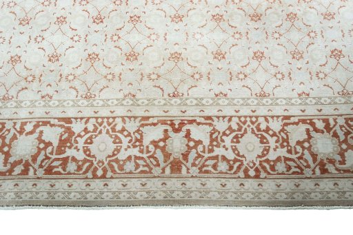 Close-up detail of 2000s Tabriz rug from Iran / Persia showing Wool weave