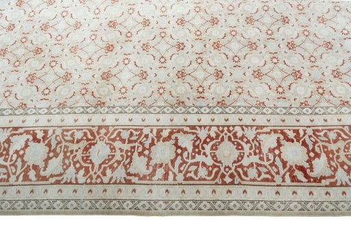 Full view of 2000s Tabriz rug from Iran / Persia, 387 × 297 cm in Beige tones