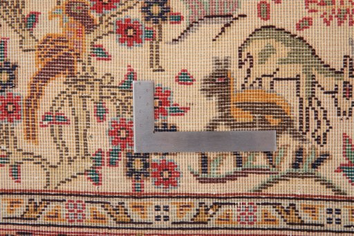 Surface texture of 1980s Tabriz rug with natural Wool and intricate pattern