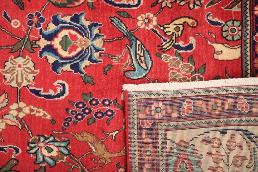 Full view of 2000s Tabriz rug from Iran / Persia, 288 × 200 cm in Red tones