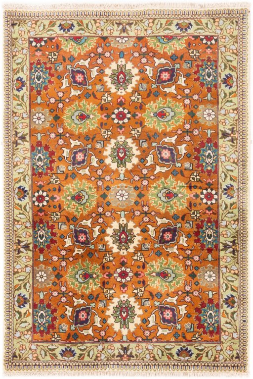 Full view of 1999s Tabriz rug from Iran / Persia, 137 × 95 cm in Terracotta tones