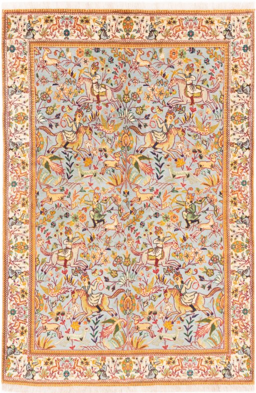 Full view of 2003s Tabriz rug from Iran / Persia, 167 × 113 cm in Multi Color tones