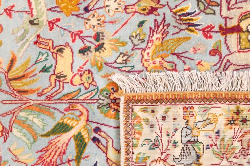 Close-up detail of 2003s Tabriz rug from Iran / Persia showing Wool weave