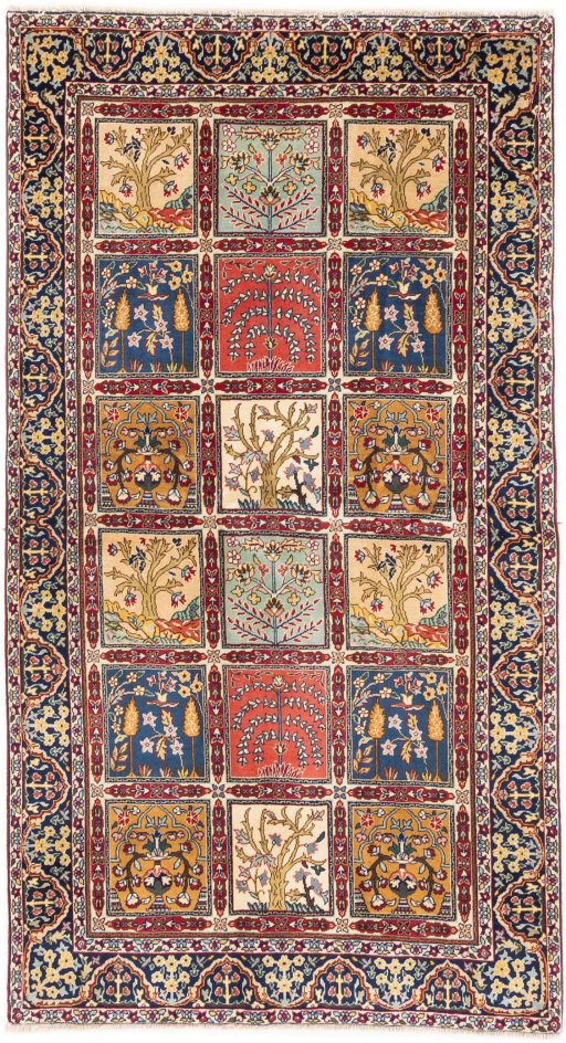 Full view of 2005s Tabriz rug from Iran / Persia, 215 × 117 cm in Multi Color tones
