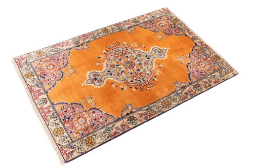 Close-up detail of 2004s Tabriz rug from Iran / Persia showing Wool weave