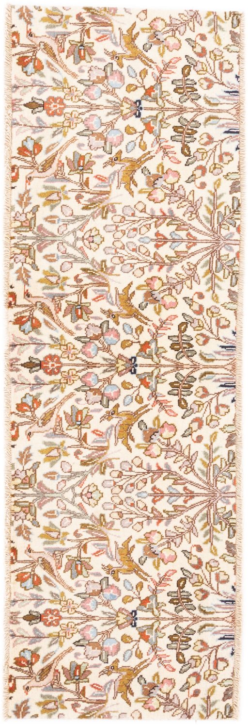 Full view of 2008s Tabriz rug from Iran / Persia, 185 × 60 cm in Beige tones
