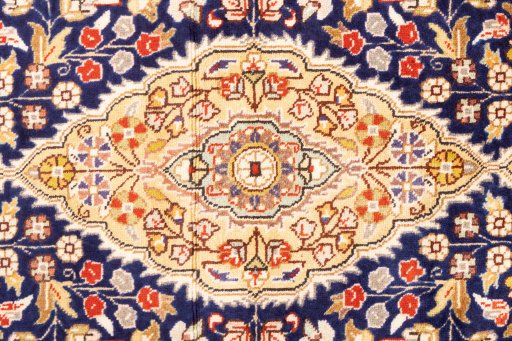 Full view of 2006s Tabriz rug from Iran / Persia, 147 × 97 cm in Dark blue tones