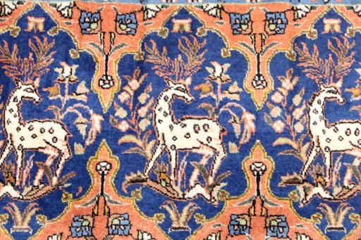 Close-up detail of 1990s Tabriz rug from Iran / Persia showing Wool weave