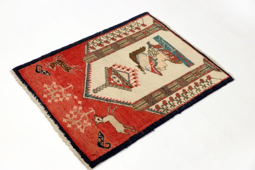 Close-up detail of 1990s Tabriz rug from Iran / Persia showing Wool weave