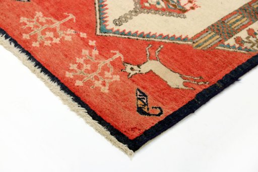 Backside of handmade 1990s Tabriz rug showing knot structure and weave density