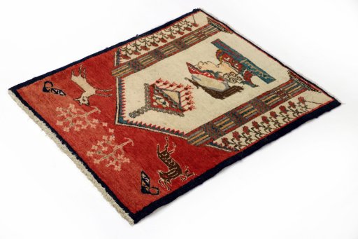 Close-up detail of 1990s Tabriz rug from Iran / Persia showing Wool weave