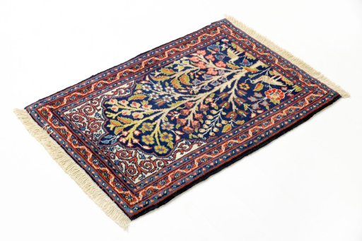 Close-up detail of 2000s Tabriz rug from Iran / Persia showing Wool weave