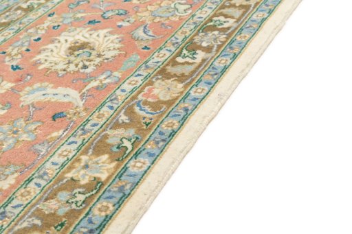 Close-up detail of 2019s Tabriz rug from Iran / Persia showing Wool weave
