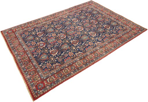 Close-up detail of 1950s Varamin rug from Iran / Persia showing Wool weave