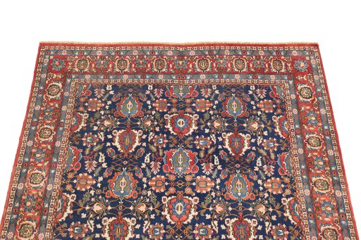 Surface texture of 1950s Varamin rug with natural Wool and intricate pattern