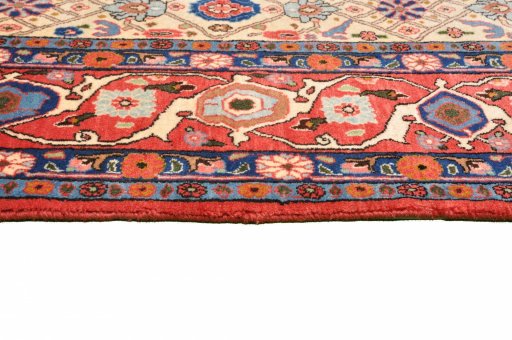 Close-up detail of 2000s Varamin rug from Iran / Persia showing Wool weave