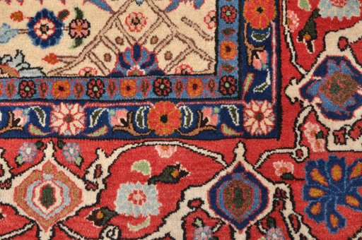Full view of 2000s Varamin rug from Iran / Persia, 315 × 221 cm in Beige tones