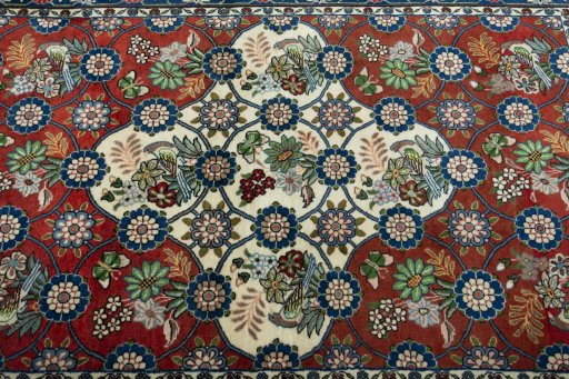 Central medallion detail of New Varamin rug from Iran / Persia