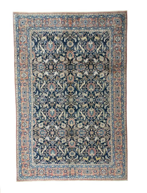 Full view of 2000s Varamin rug from Iran / Persia, 300 × 200 cm in Blue tones