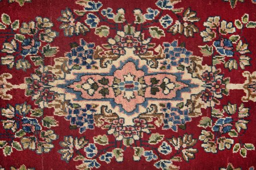 Central medallion detail of 1950s Yazd rug from Iran / Persia