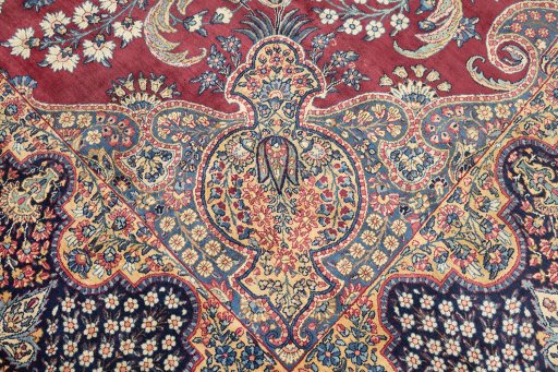 Central medallion detail of 1930s Yazd rug from Iran / Persia