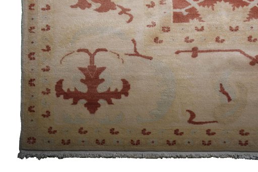 Close-up detail of New Yazd rug from Iran / Persia showing Wool weave